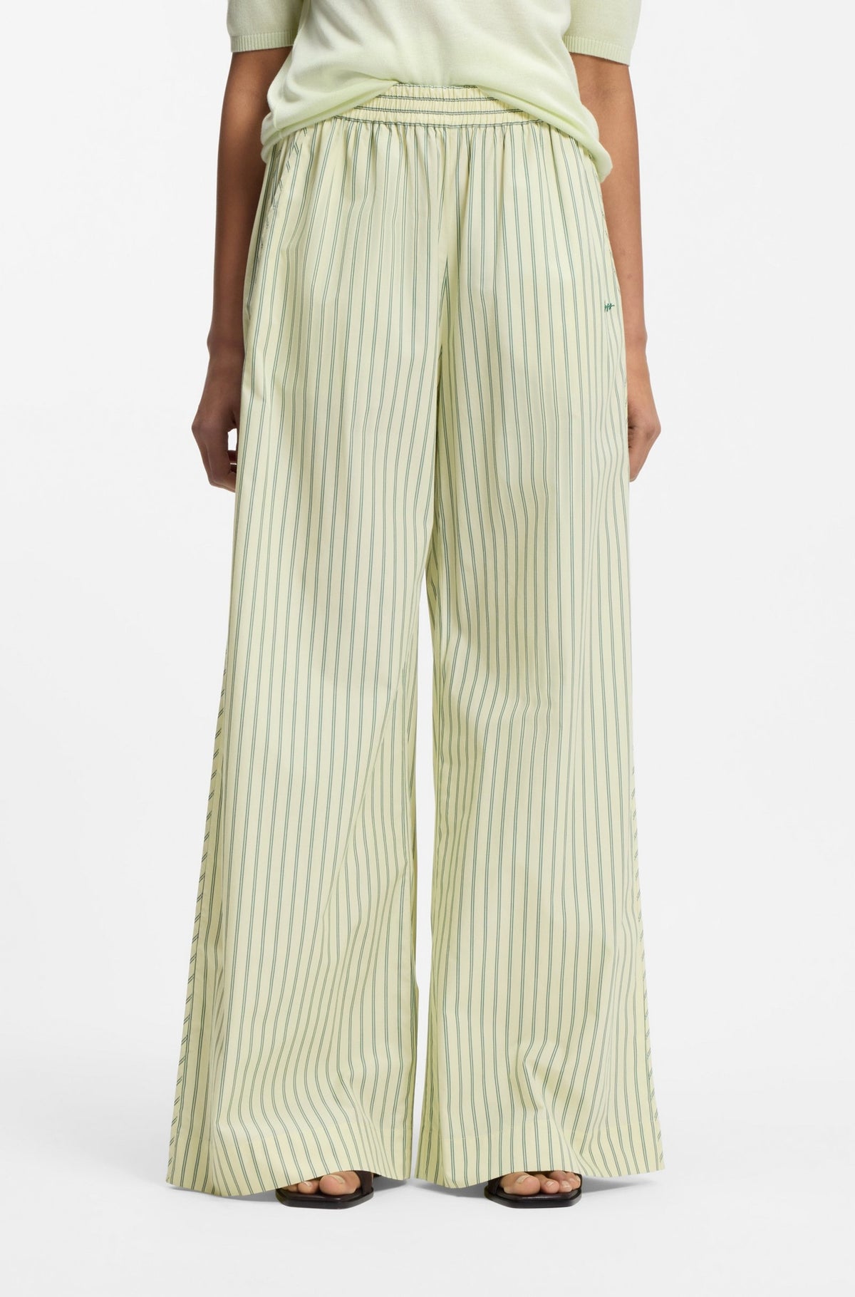 Pantaloni in popeline di cotone con righe verticali 50559237 982 BOSS 