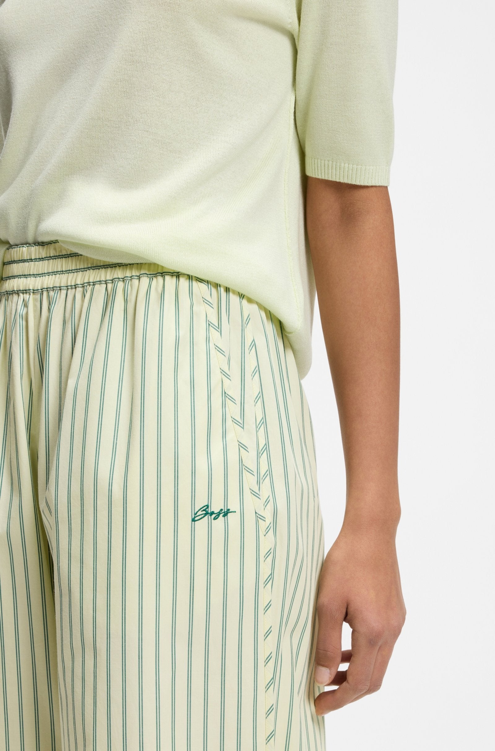 Pantaloni in popeline di cotone con righe verticali 50559237 982 BOSS 