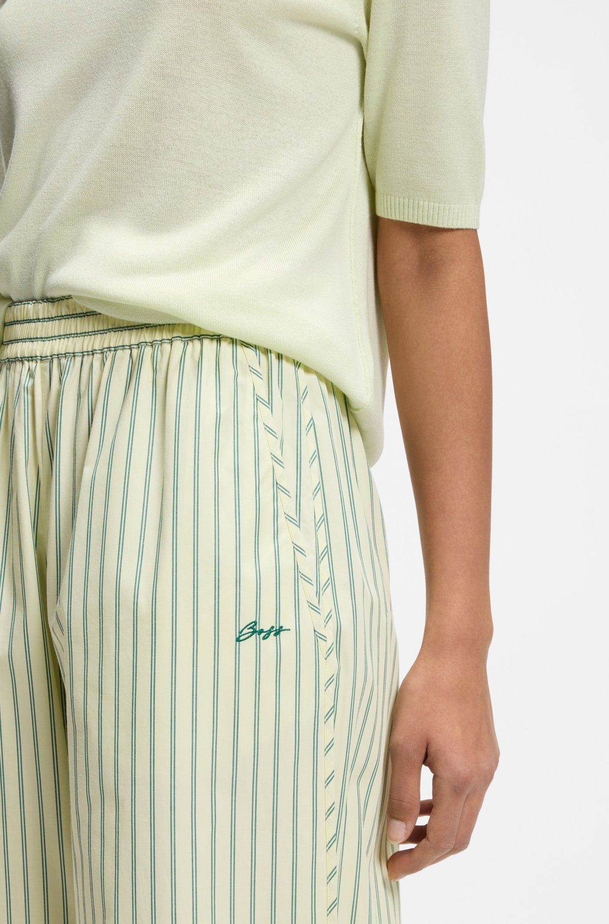 Pantaloni in popeline di cotone con righe verticali 50559237 982 BOSS 