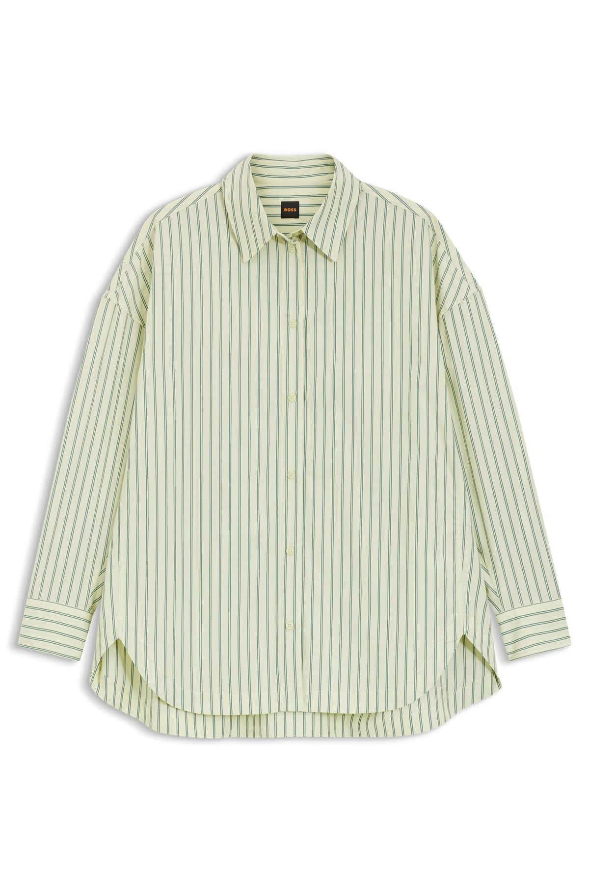 Camicetta a righe tagliate in popelina di cotone 50559241 982 BOSS 