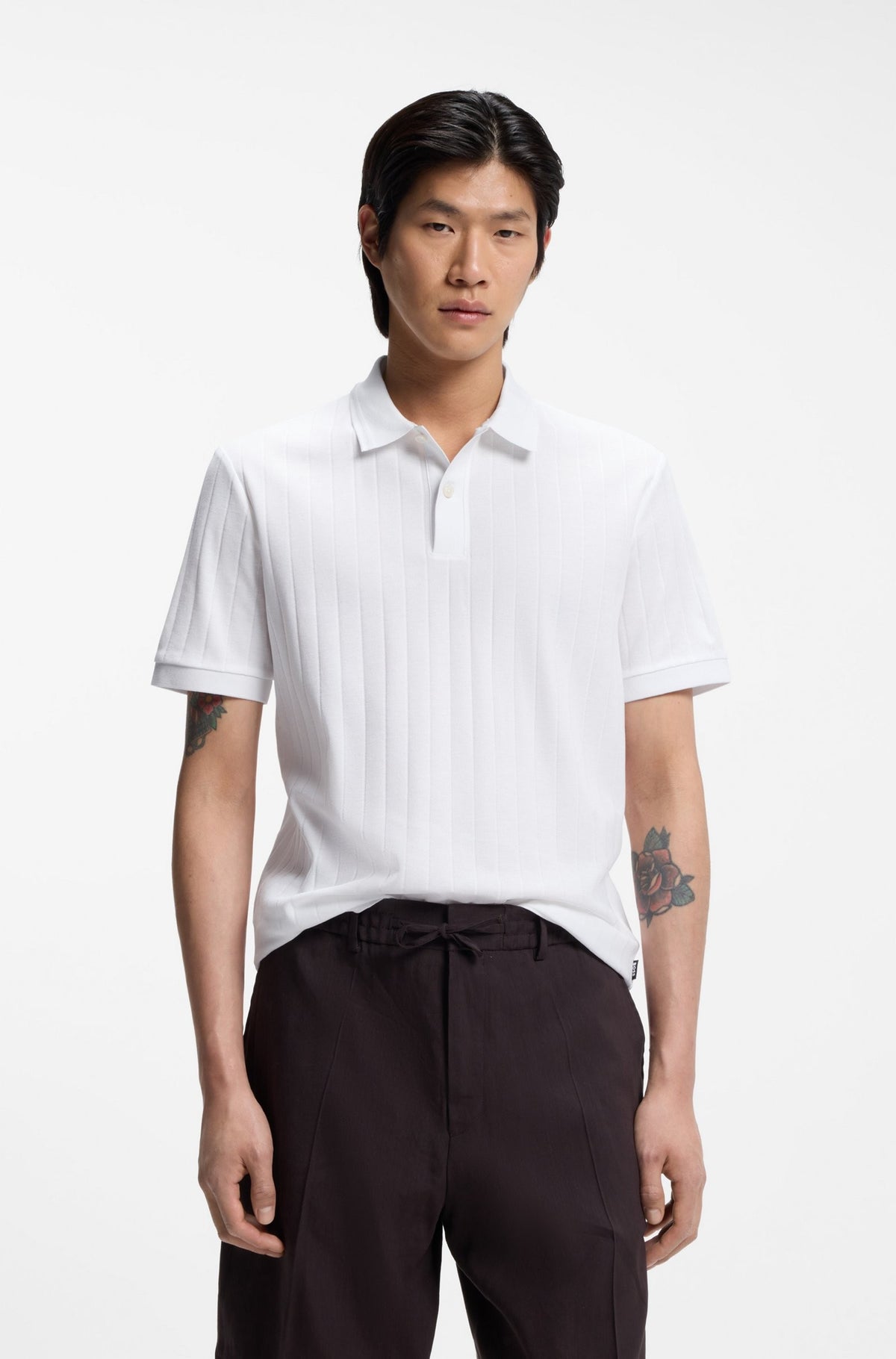 Polo a righe verticali in cotone mercerizzato 50559609 100 BOSS 