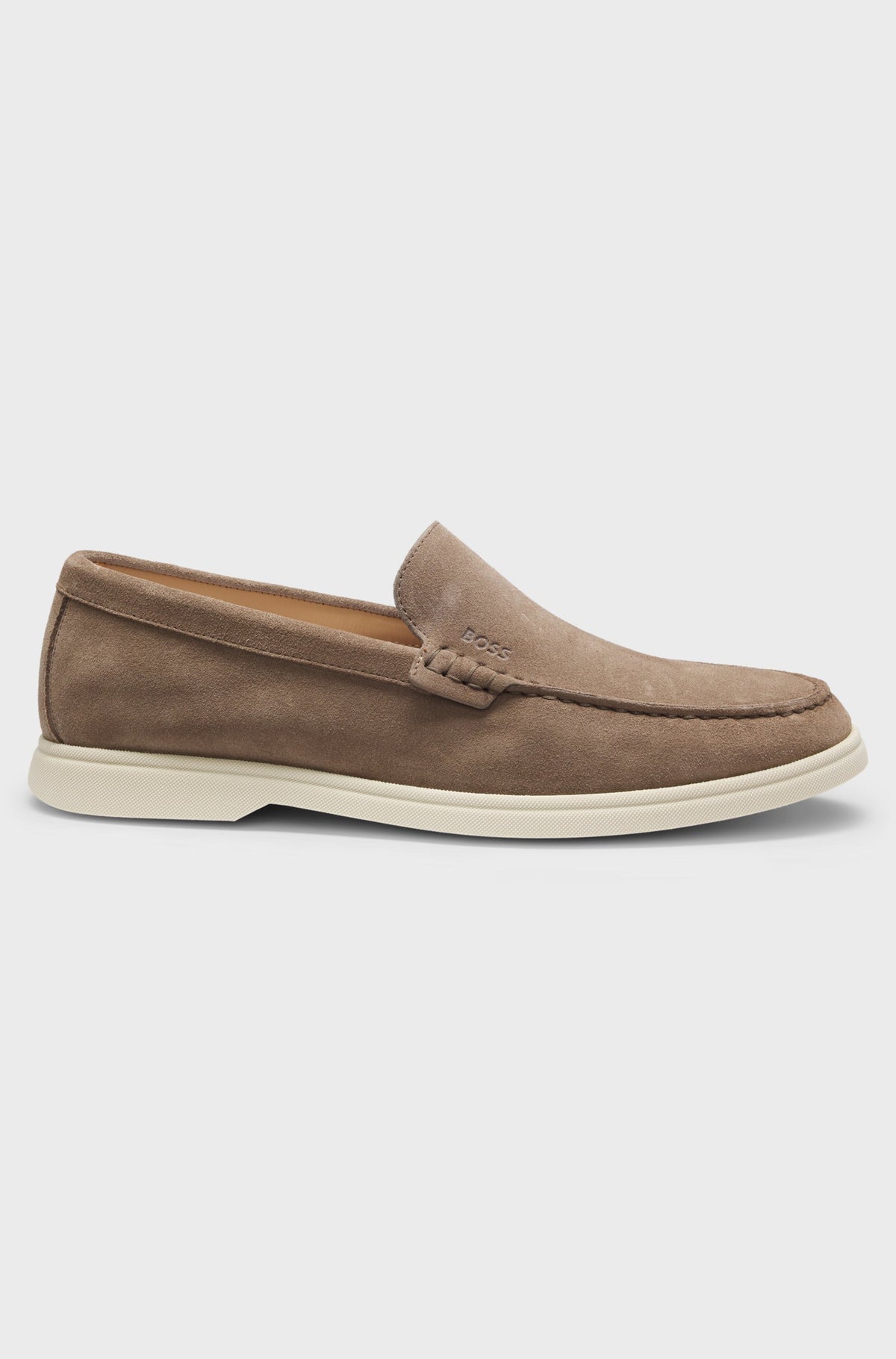 Mocassini in pelle scamosciata con logo stampato a impressione 50543083 262 BOSS SHOES 