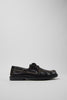 Black leather boat loafers