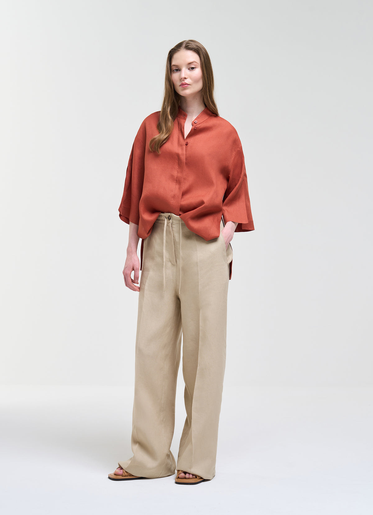 Camicia in lino alla coreana 8428R5AW 758 COLMAR 