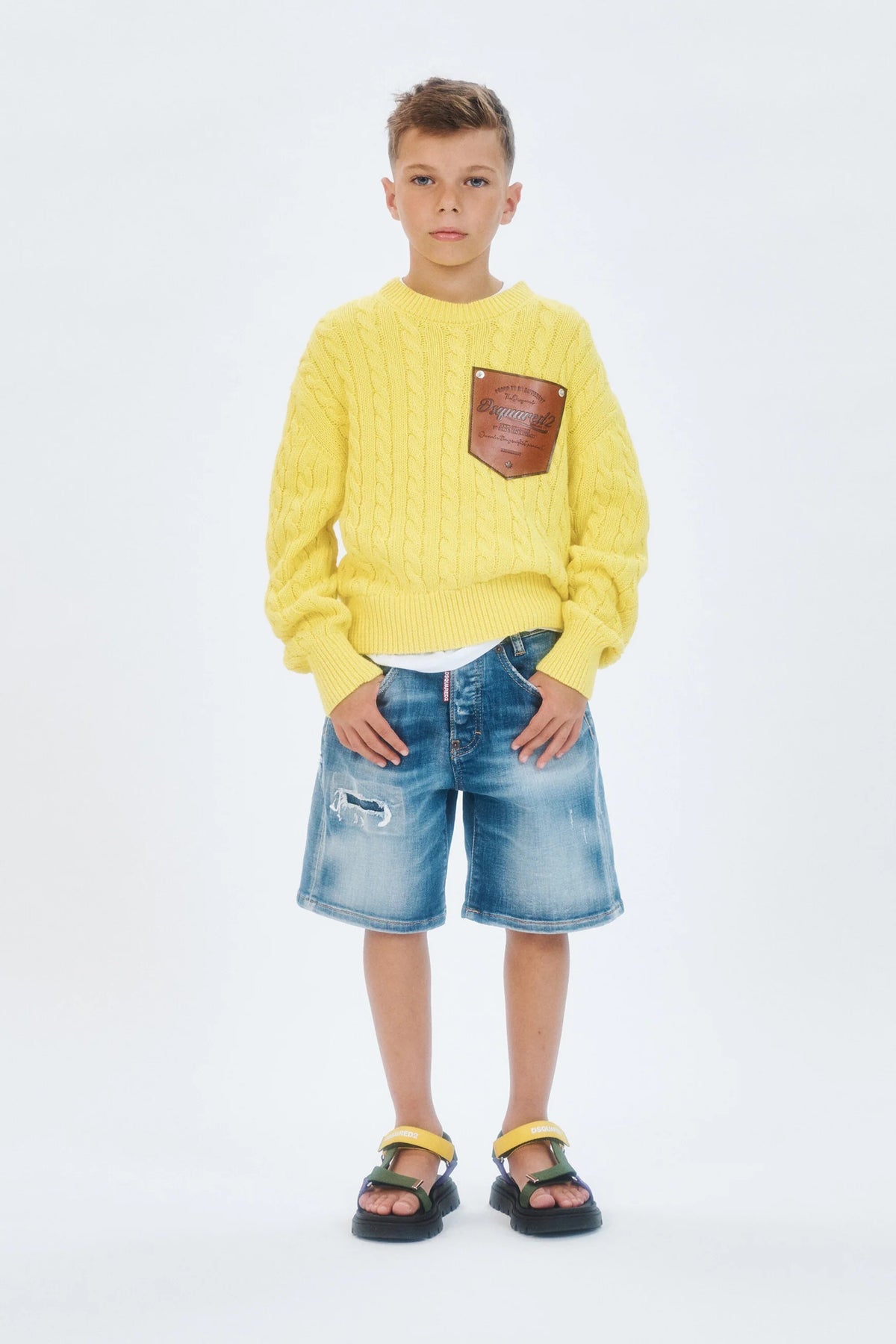 Pullover girocollo a trecce con logo DQ3244D0ACU DQ220 DSQUARED2 