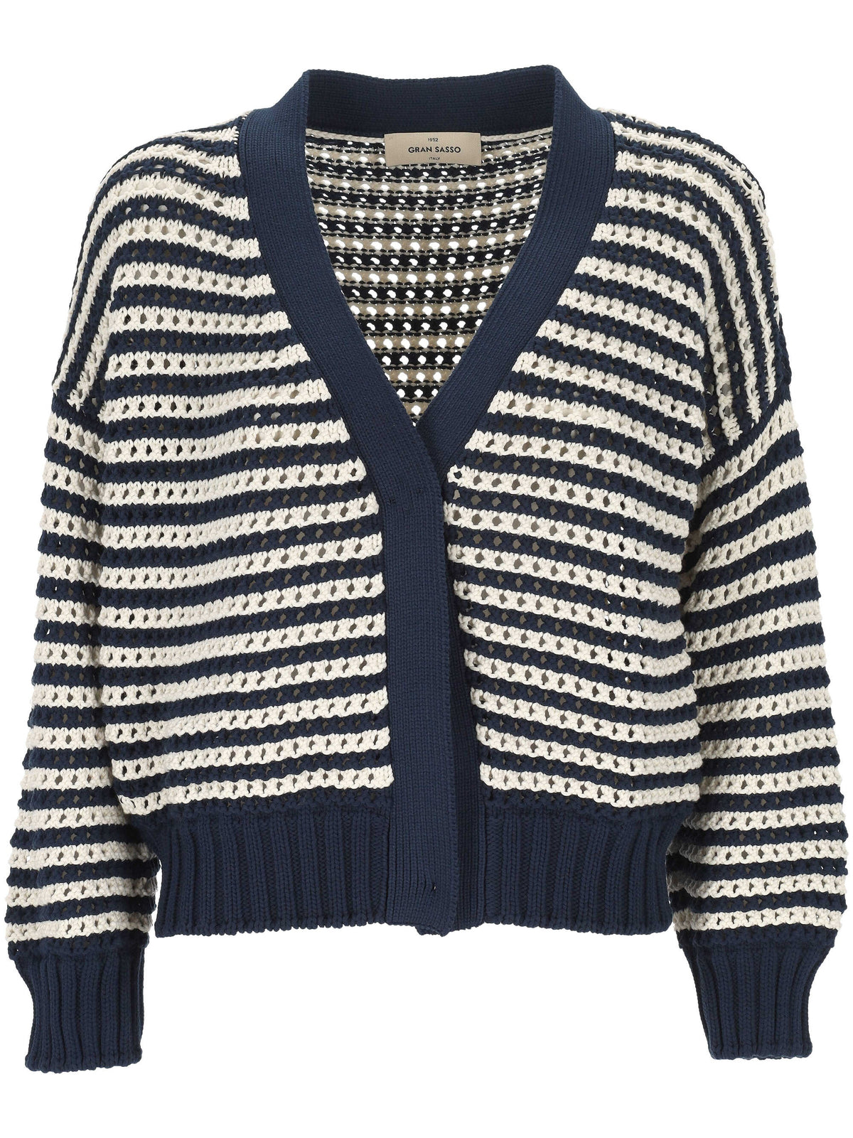 Cardigan a maglia traforata a righe 10220/18420 598 GRAN SASSO 