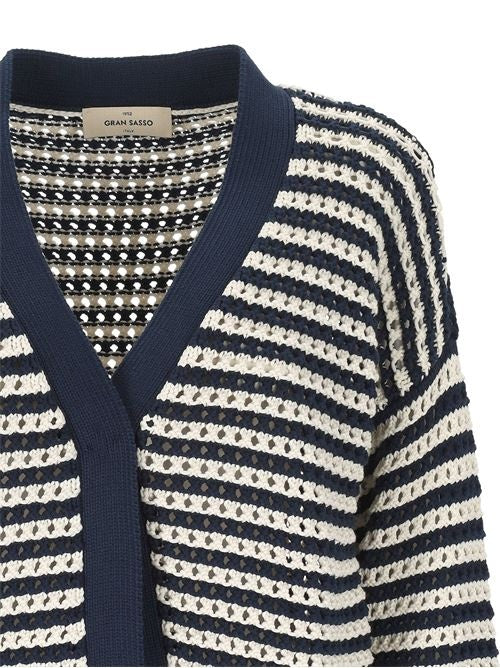 Cardigan a maglia traforata a righe 10220/18420 598 GRAN SASSO 