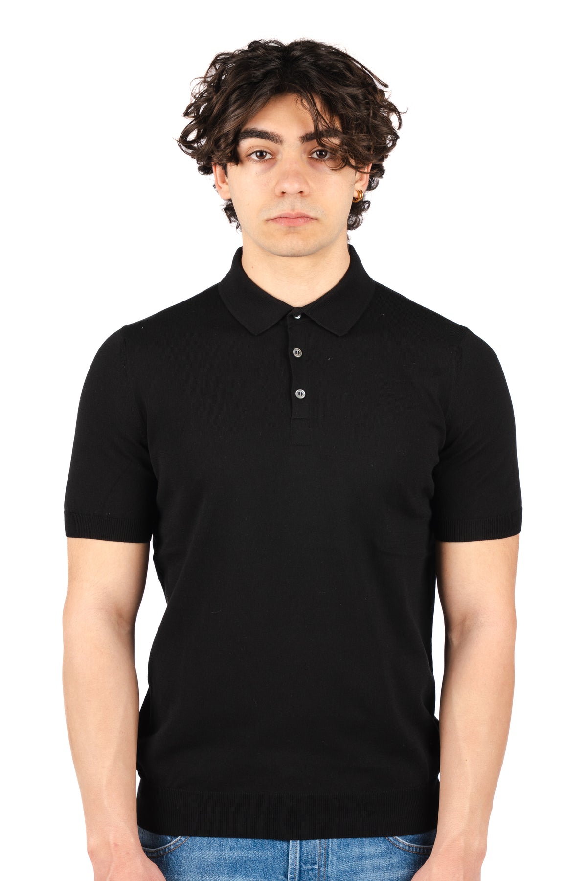 Polo in maglia fresh cotton nero 57119/20615 099 GRAN SASSO 