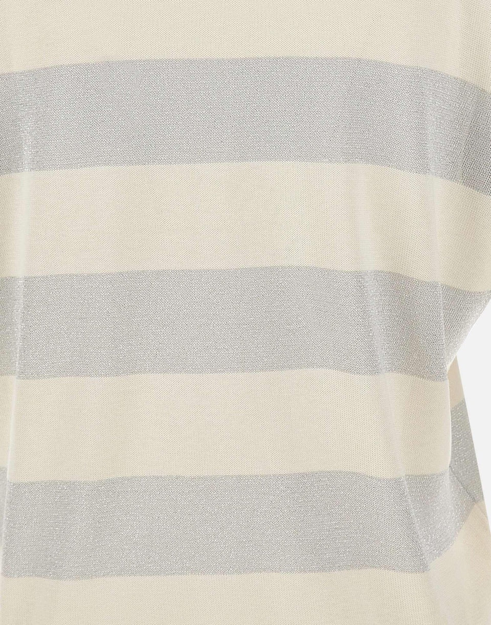 T-shirt in maglia a righe scollo v 57220/23702 005 GRAN SASSO 