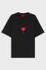 T-shirt in jersey di cotone con stampa di cuori origami