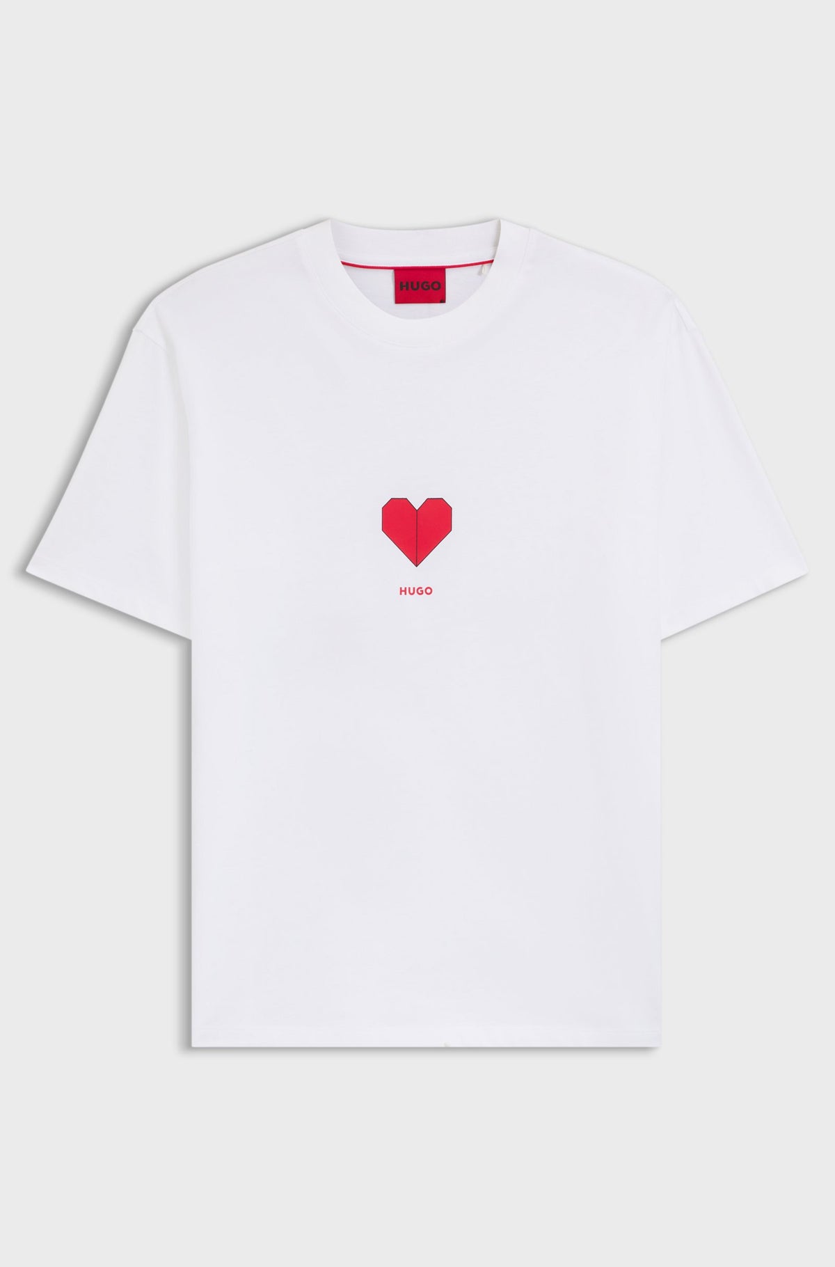 T-shirt in jersey di cotone con stampa di cuori origami 50553429 100 HUGO 