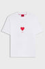 T-shirt in jersey di cotone con stampa di cuori origami