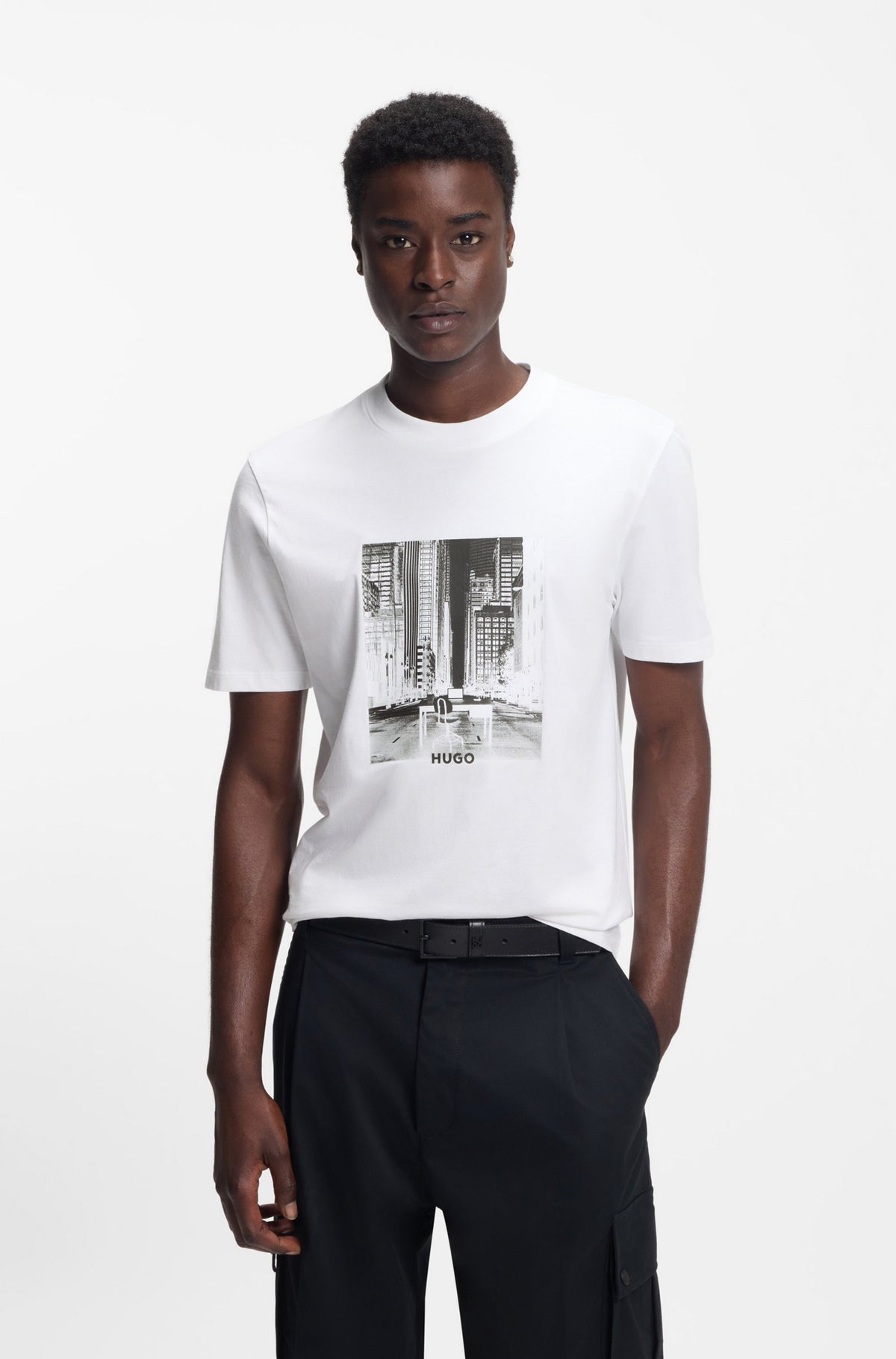 T-shirt in jersey di cotone con stampa grafica 50553755 100 HUGO 