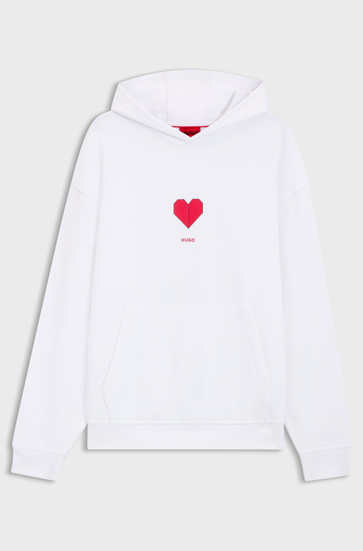 Felpa con cappuccio in terry di cotone con grafica a cuore origami 50554025 100 HUGO 