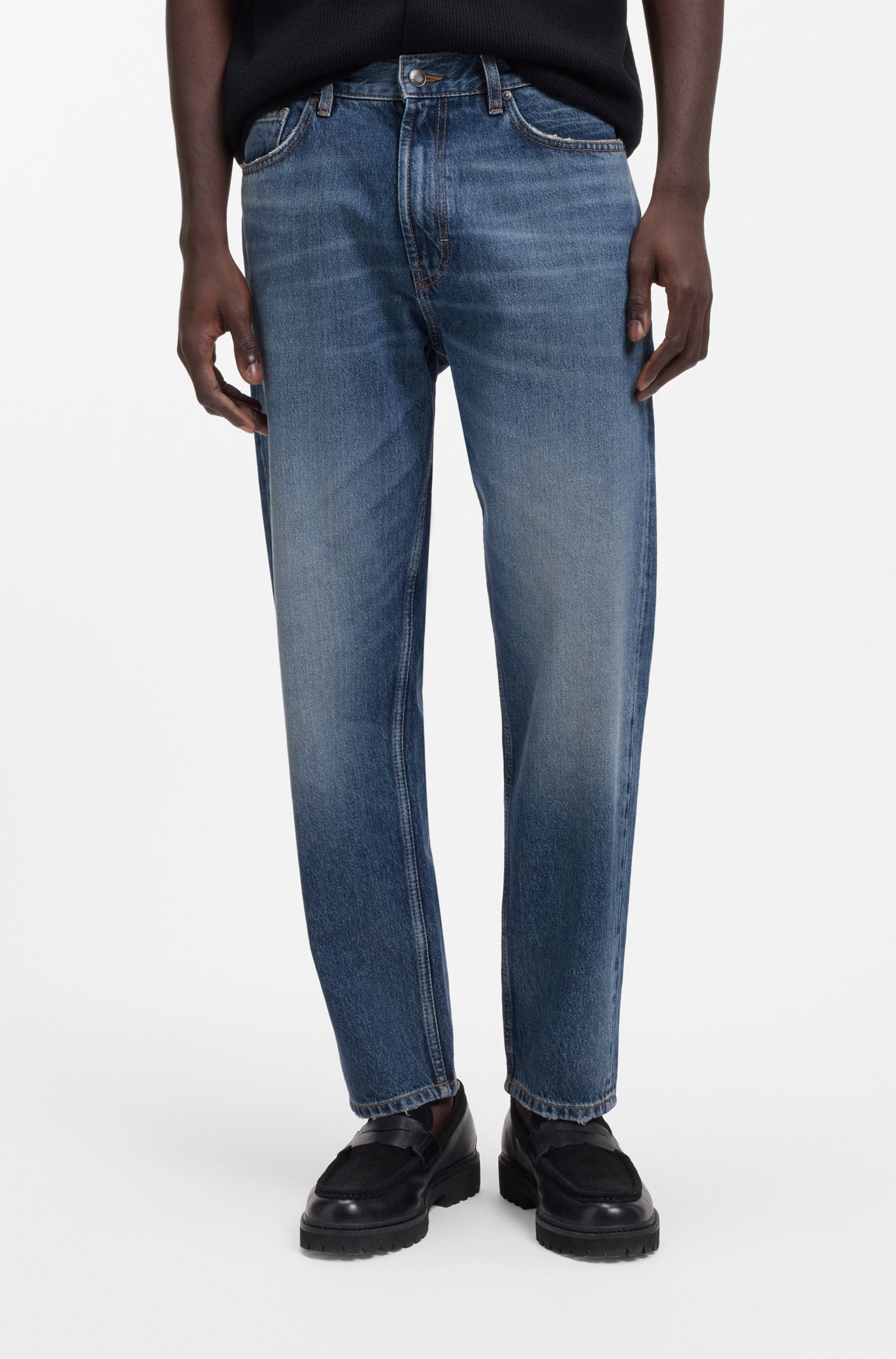Jeans relaxed fit in denim di cotone egiziano blu 50556640 415 HUGO 