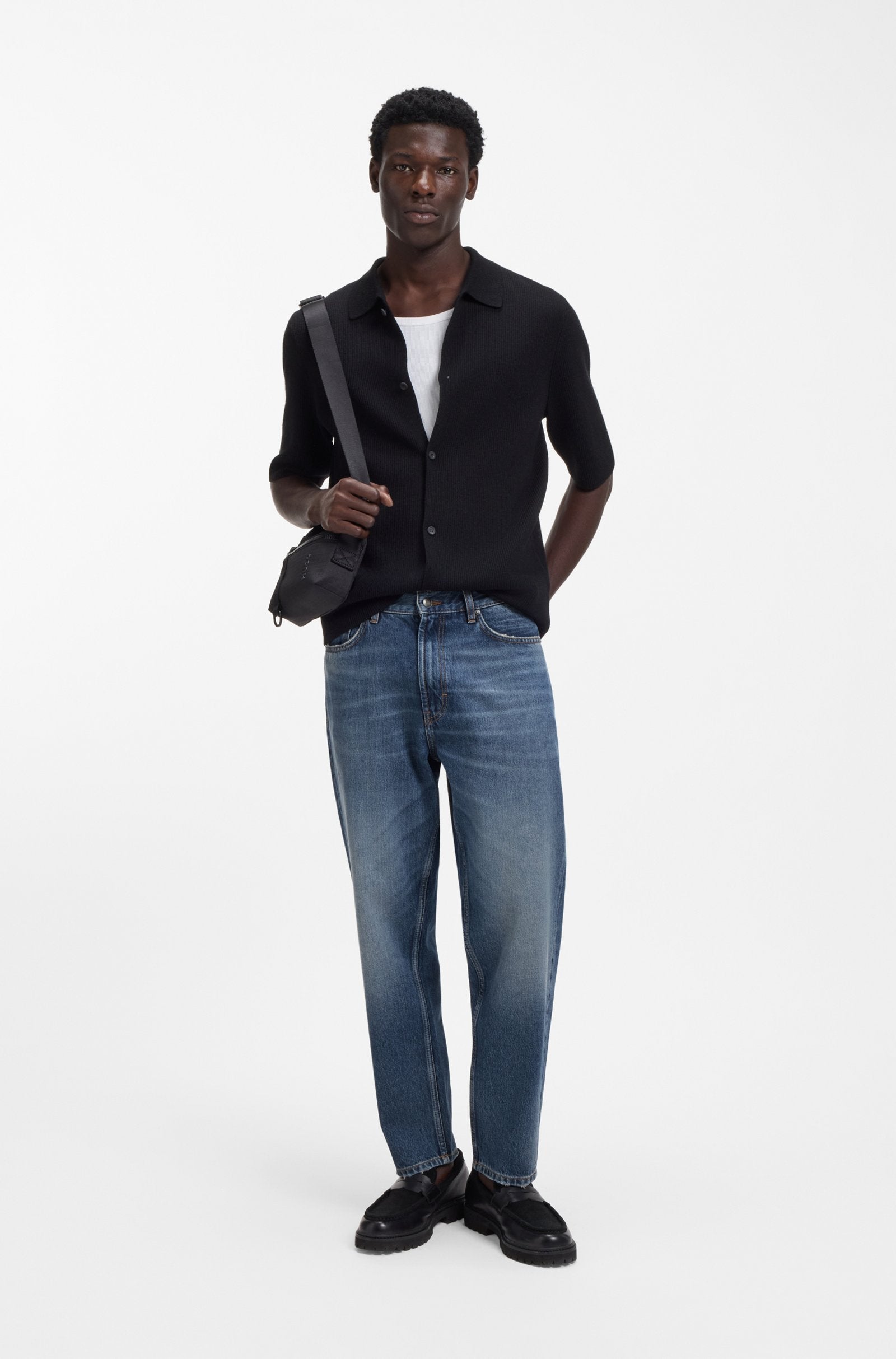 Jeans relaxed fit in denim di cotone egiziano blu 50556640 415 HUGO 