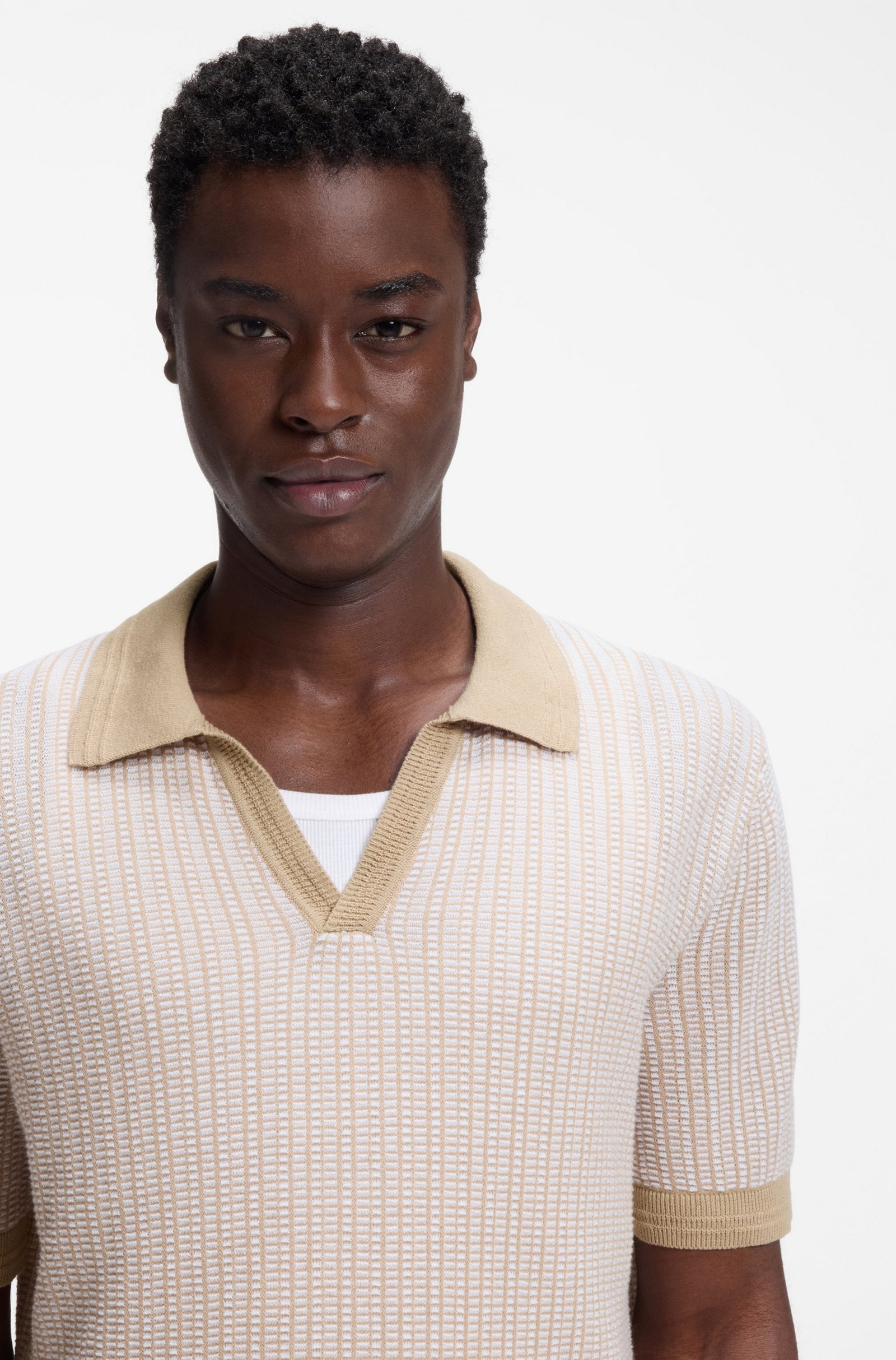 Maglione in cotone e lino con colletto Johnny 50557361 269 HUGO 