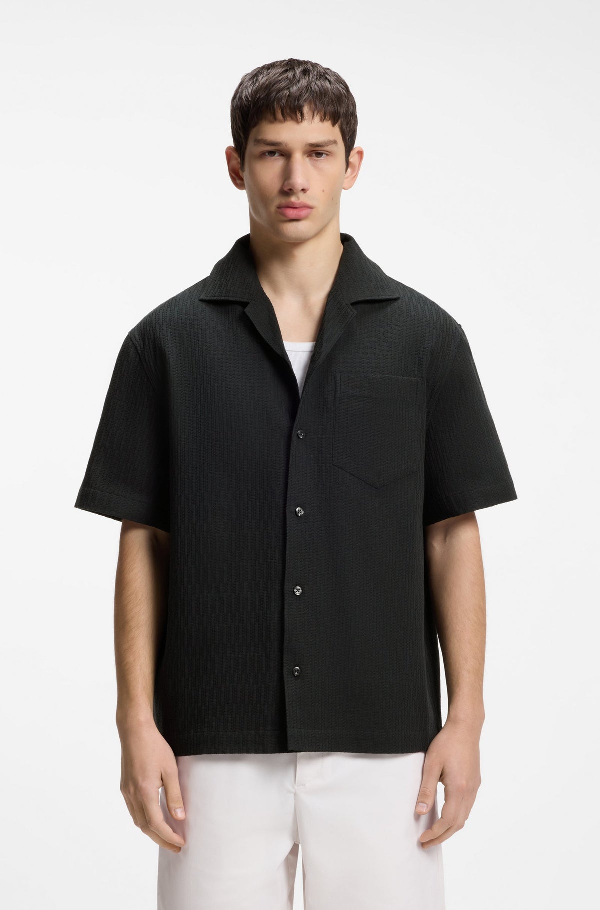Camicia oversize in cotone lavorato 50560633 001 HUGO 
