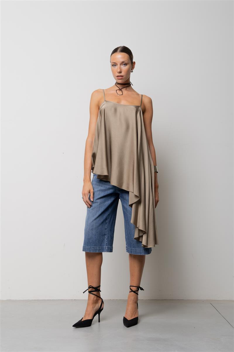 Top asimmetrico in raso SPJAR009 1096 KAOS JEANS 
