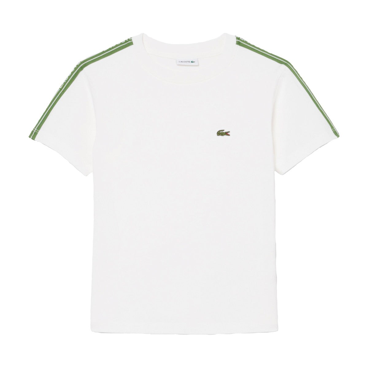 T-shirt in cotone con striscia e logo 847575 70V LACOSTE 