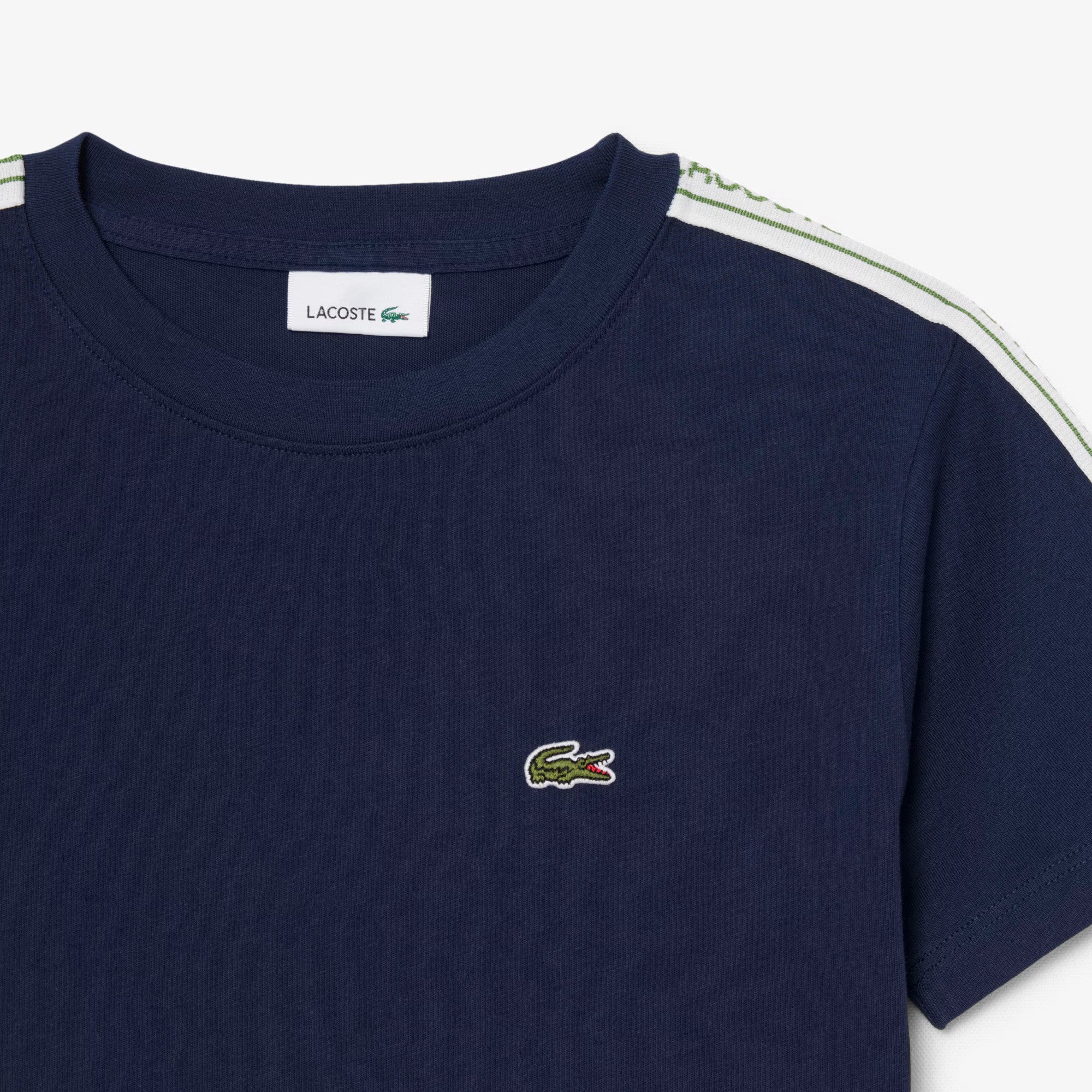 T-shirt in cotone con striscia con logo 847575 UGW LACOSTE 