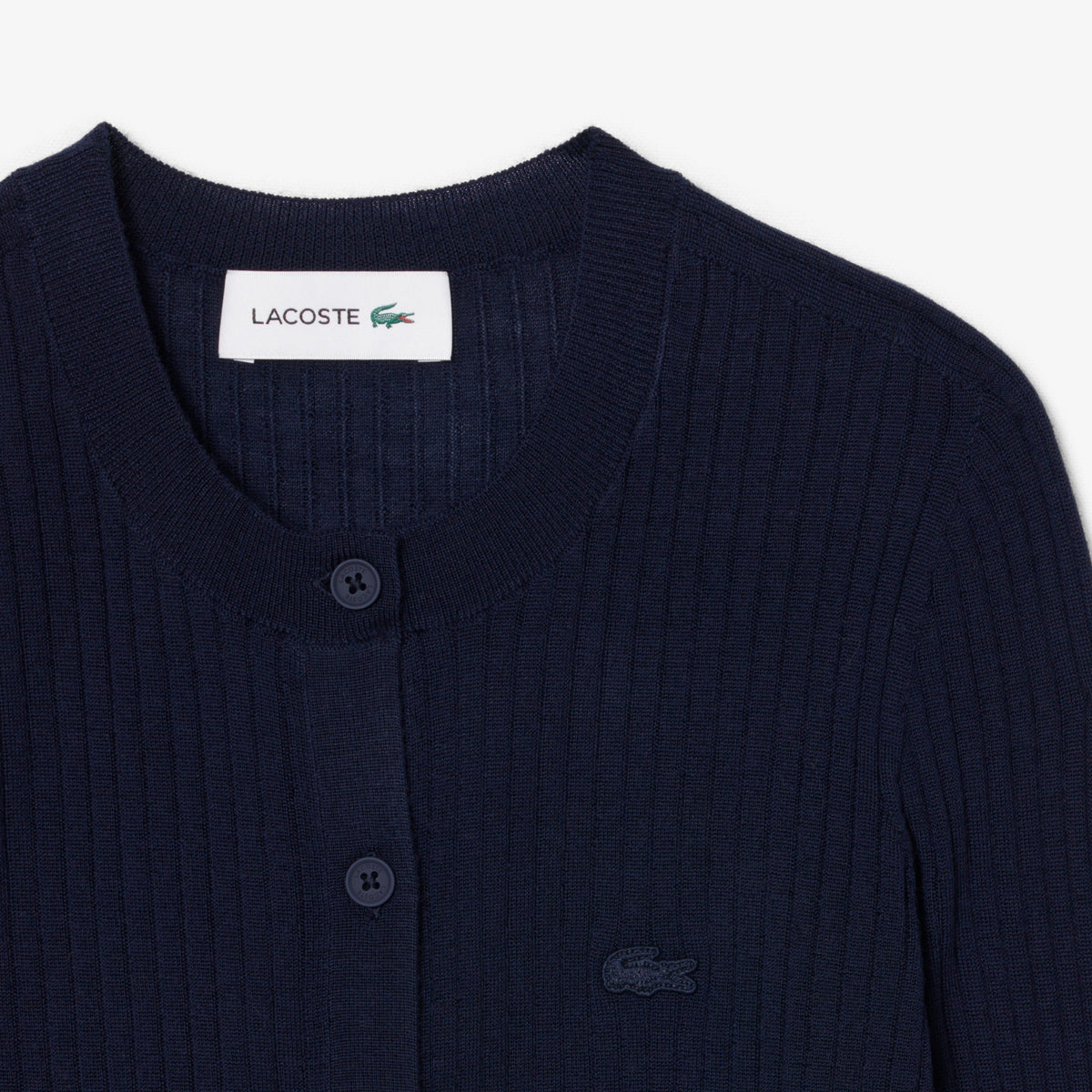 Cardigan in maglia di lana merinos a coste AF4141 166 LACOSTE 