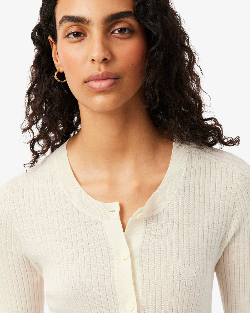 Cardigan in maglia di lana merinos a coste AF4141 70V LACOSTE 