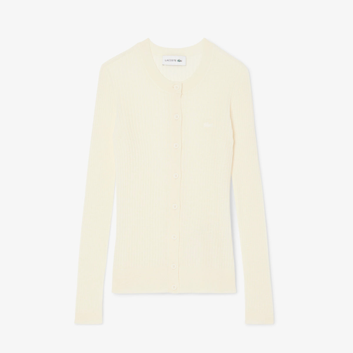 Cardigan in maglia di lana merinos a coste AF4141 70V LACOSTE 