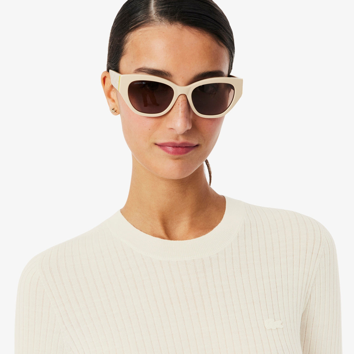 Maglione a maniche corte in lana merinos a coste AF4146 70V LACOSTE 
