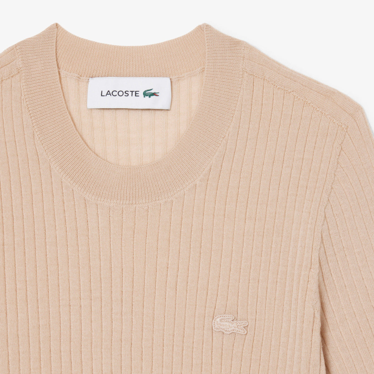 Maglione a maniche corte in lana merinos a coste AF4146 X6F LACOSTE 