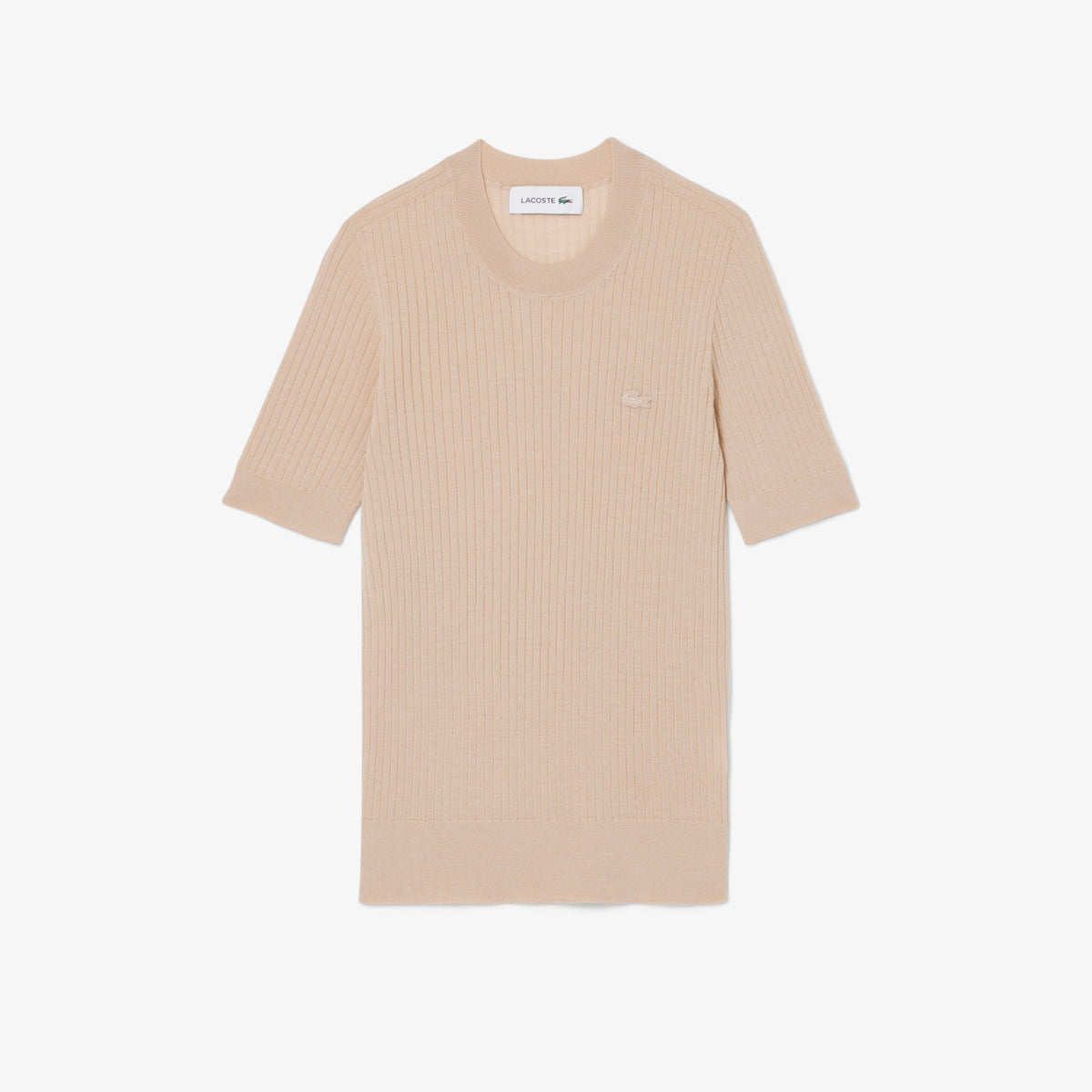 Maglione a maniche corte in lana merinos a coste AF4146 X6F LACOSTE 