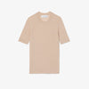 Short-sleeved ribbed merino wool sweater