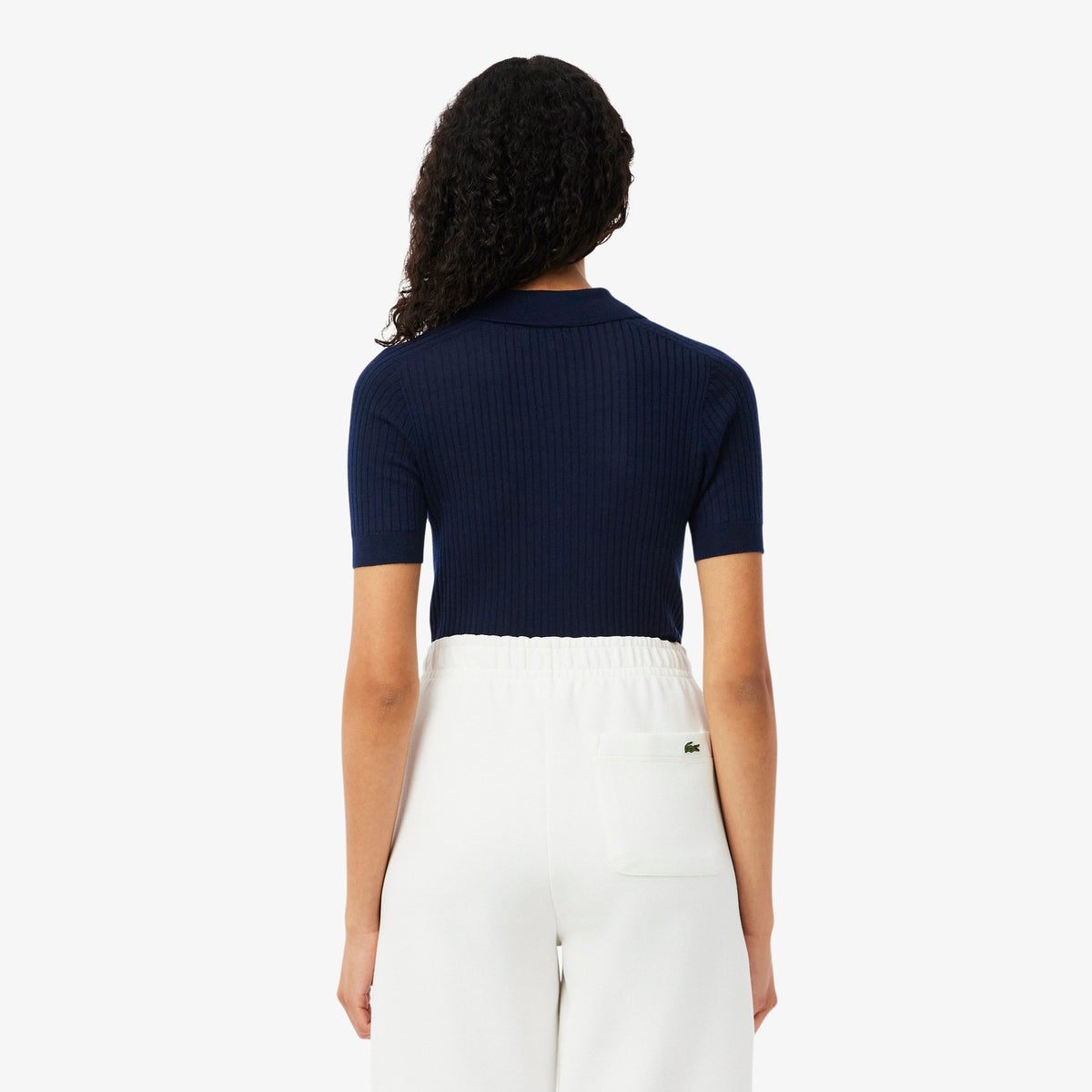 Maglione in lana merinos con collo a polo a coste 3D AF9984 166 LACOSTE 