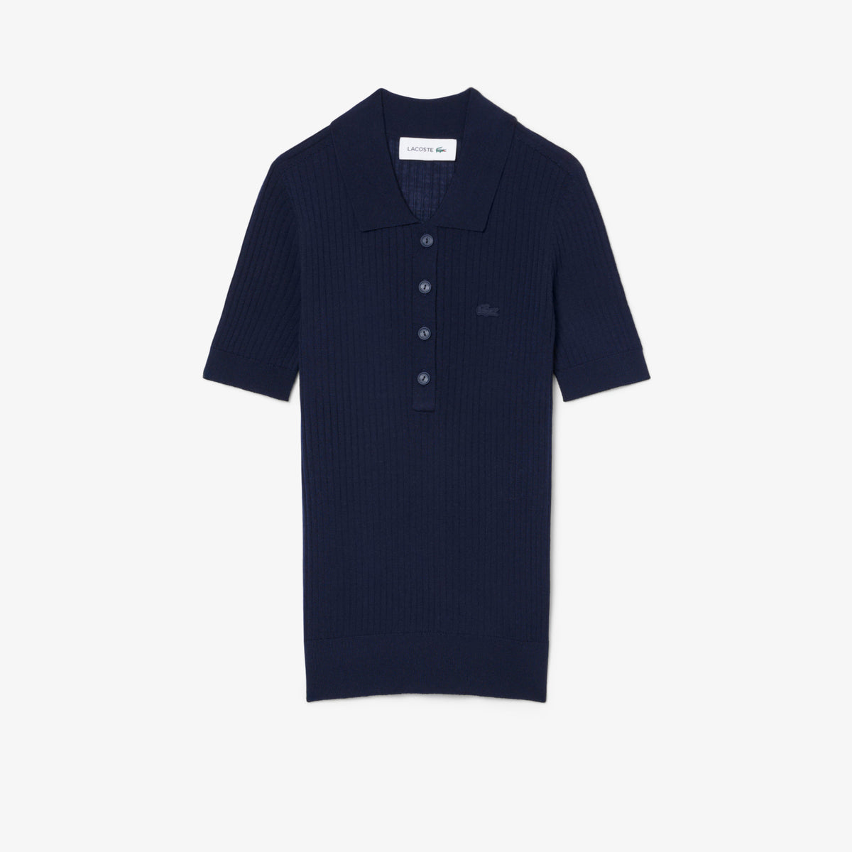 Maglione in lana merinos con collo a polo a coste 3D AF9984 166 LACOSTE 
