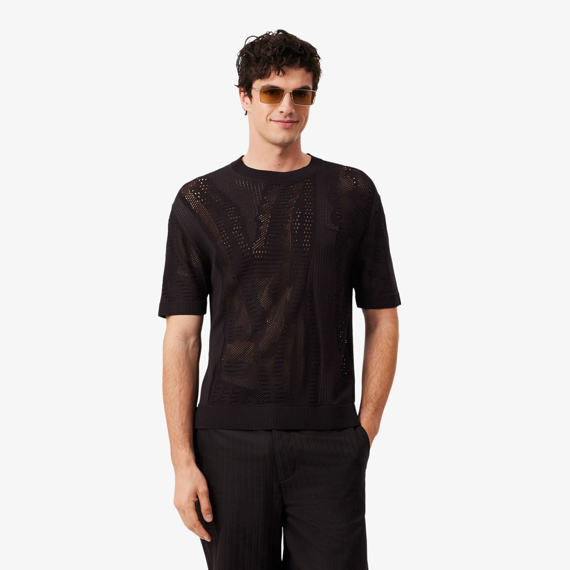 Maglione stampato a maniche corte relaxed fit AH0797 3LA LACOSTE 
