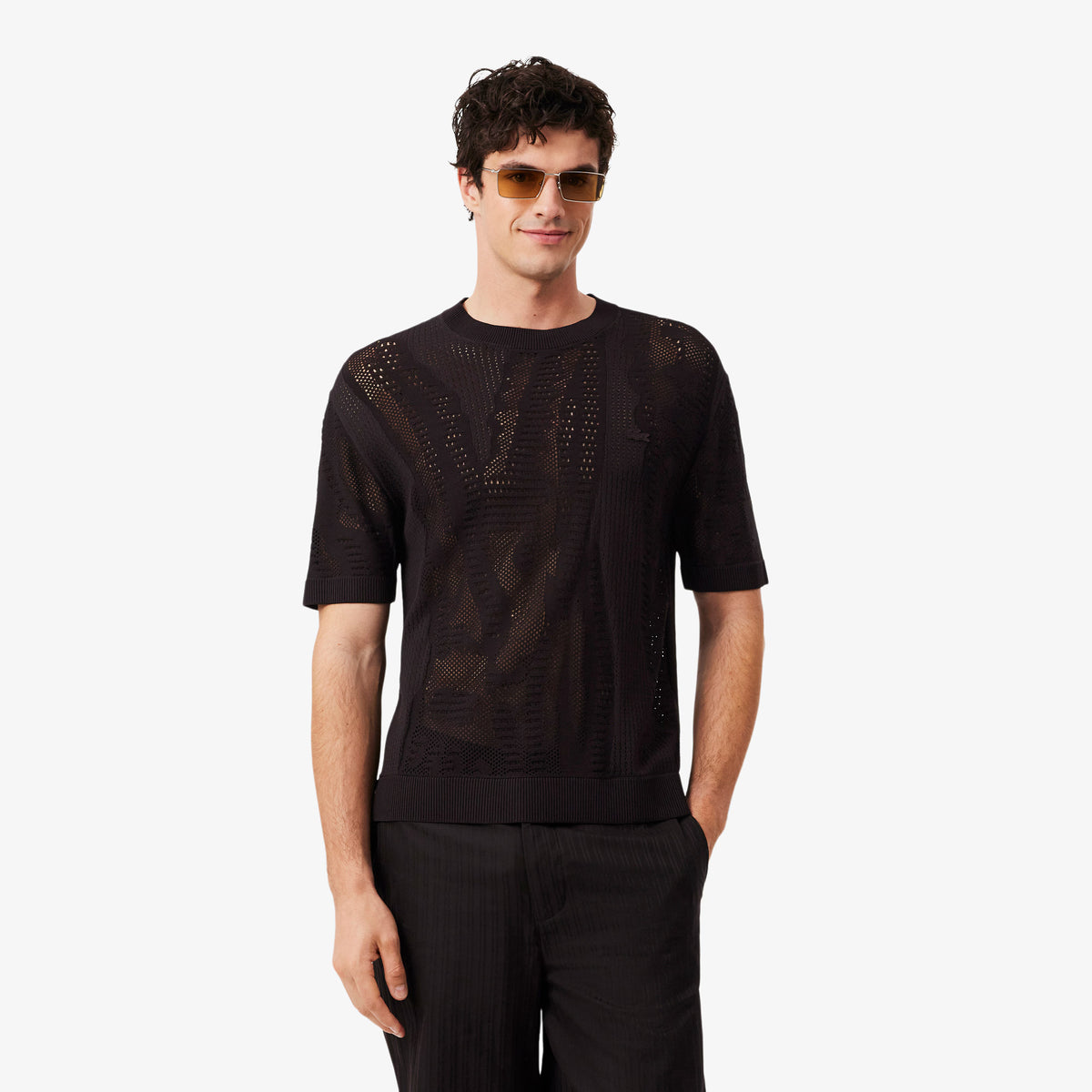 Maglione stampato a maniche corte relaxed fit AH0797 3LA LACOSTE 