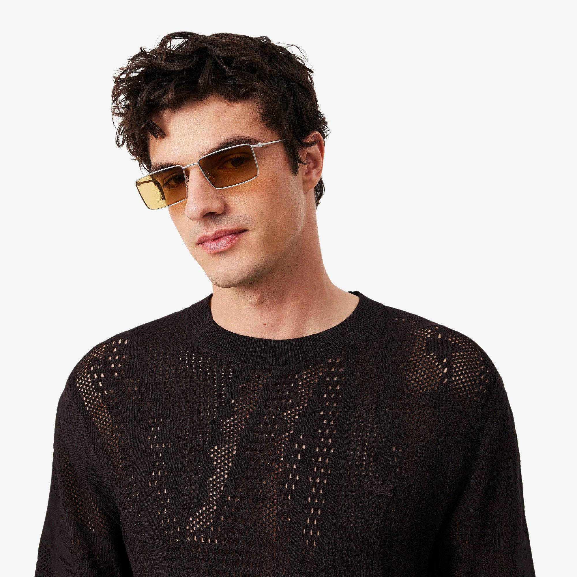 Maglione stampato a maniche corte relaxed fit AH0797 3LA LACOSTE 