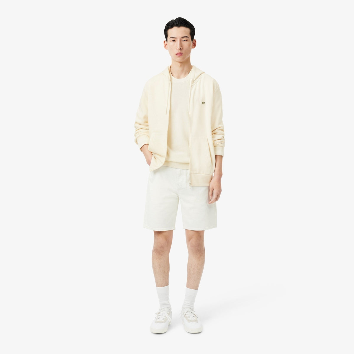 Pullover girocollo monocromatico in cotone AH1985 70V LACOSTE 