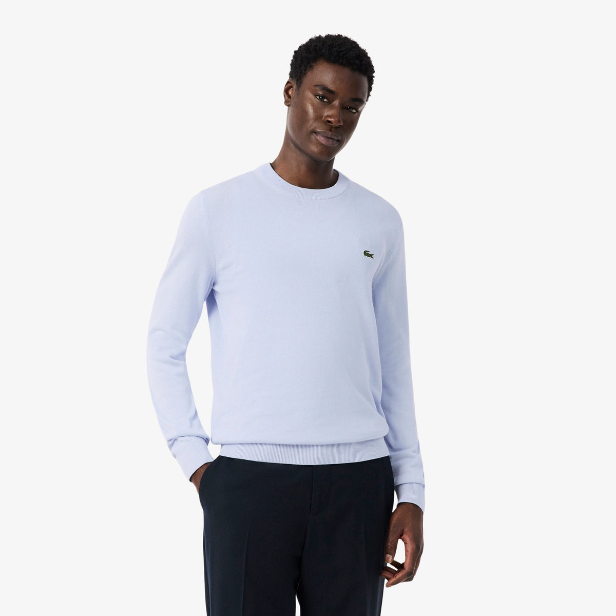Pullover girocollo monocromatico in cotone AH1985 J2G LACOSTE 