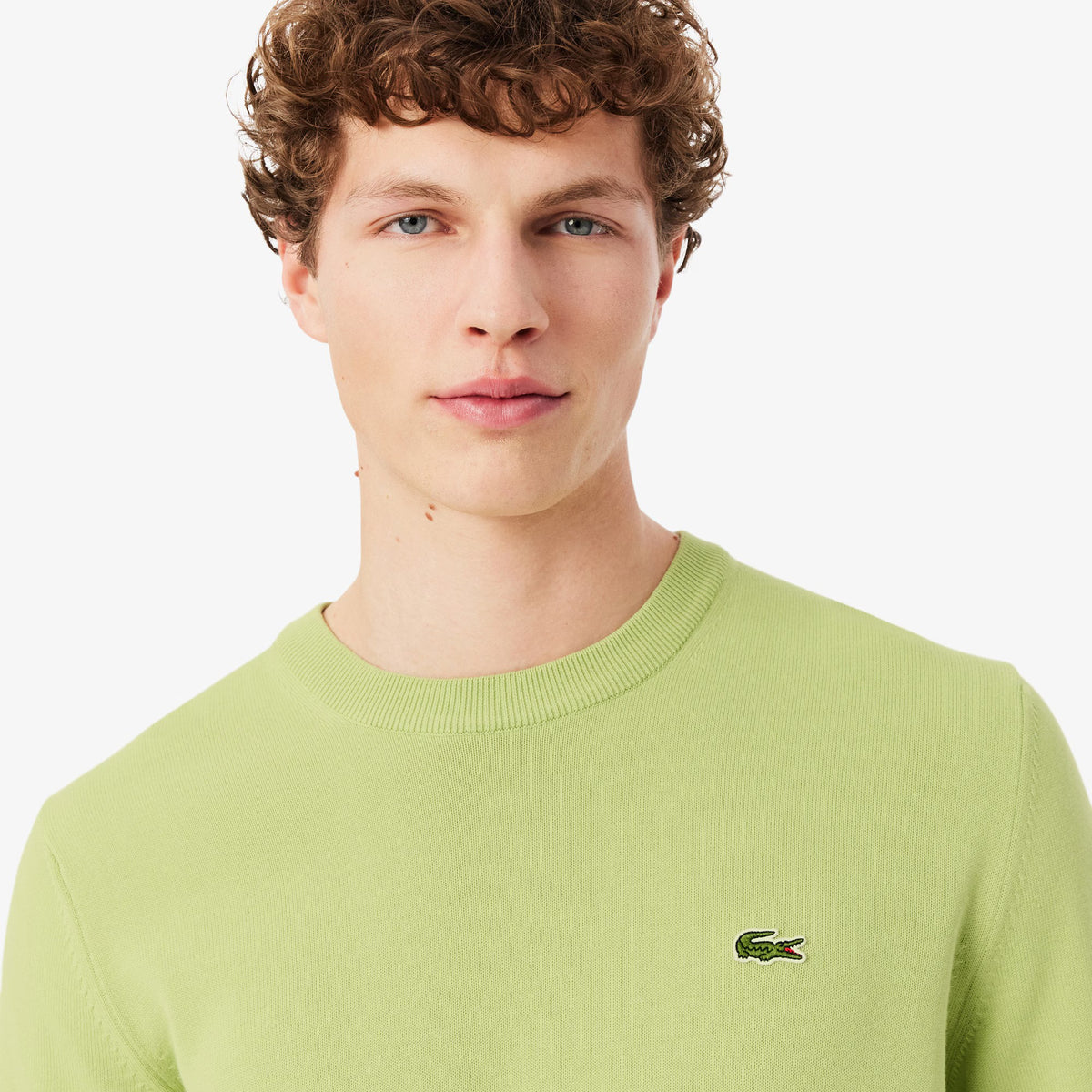 Pullover girocollo monocromatico in cotone AH1985 UYB LACOSTE 