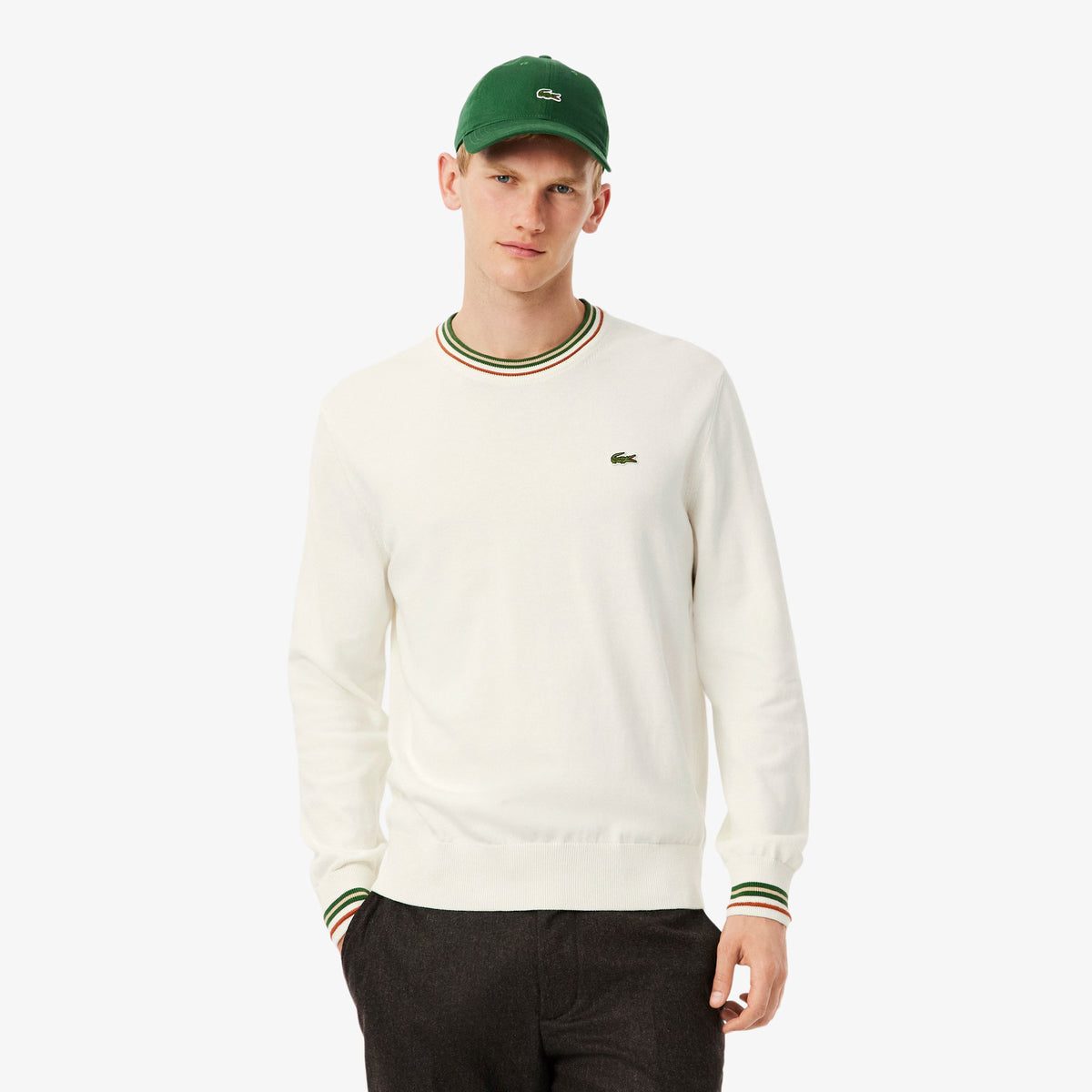 Maglione in jersey di cotone a righe AH5158 X0N LACOSTE 