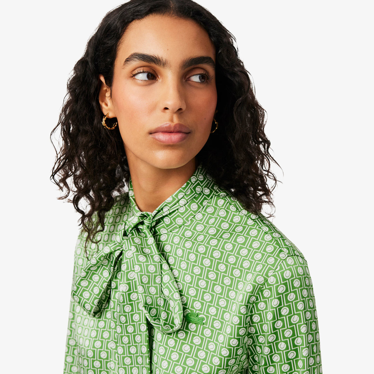 Camicia regular fit con collo annodato staccabile CF2626 4SI LACOSTE 