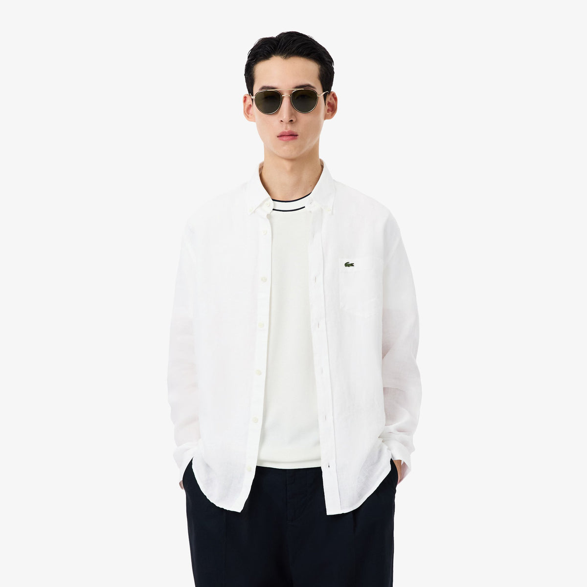Camicia di lino regular fit CH5692 001 LACOSTE 