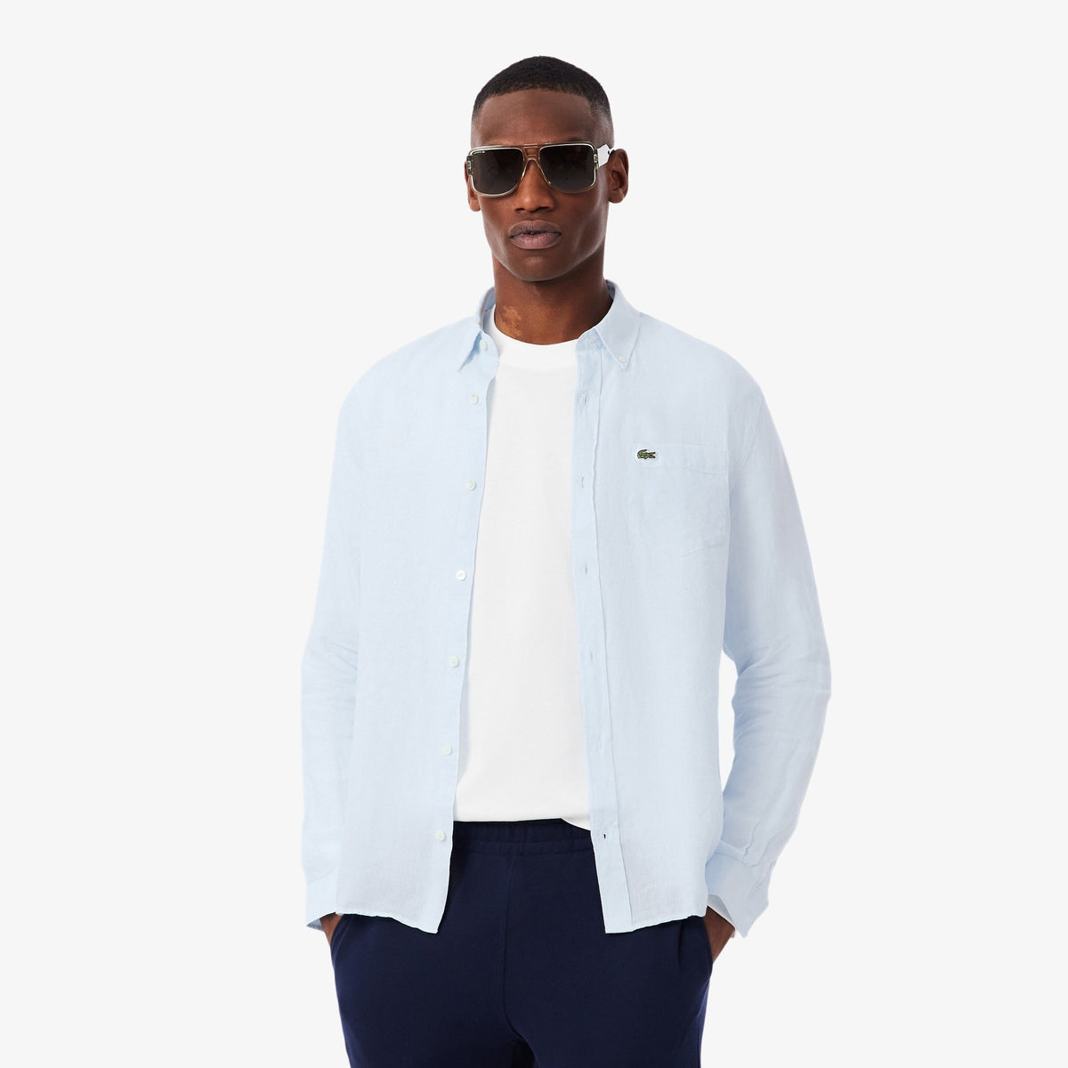 Camicia di lino regular fit CH5692 T01 LACOSTE 