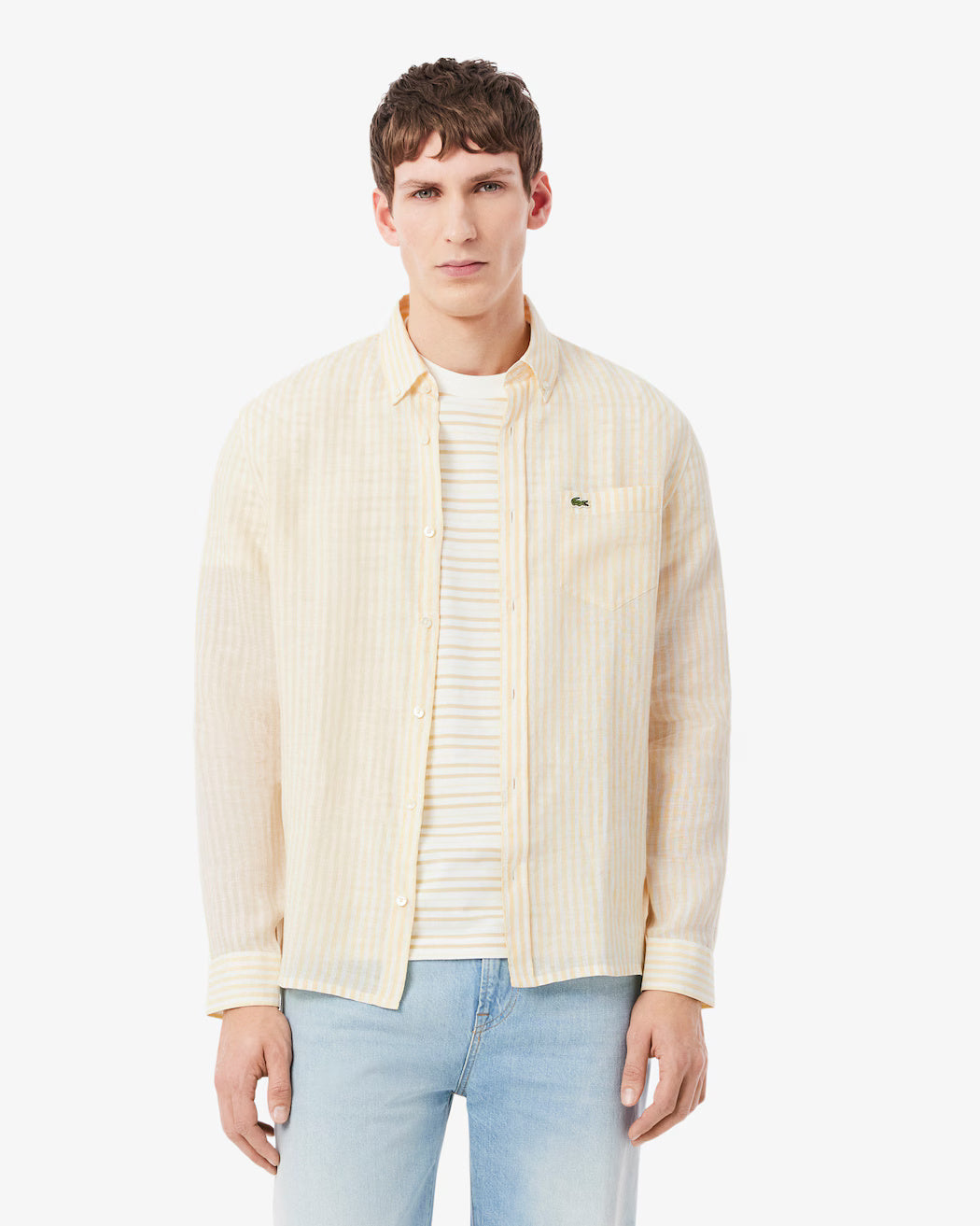 Camicia di lino a righe regular fit CH6985 2AI LACOSTE 