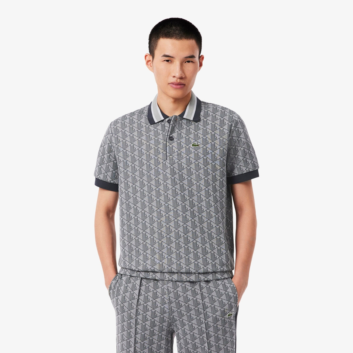 Polo dal taglio classico in jacquard con monogramma DH1417 41I LACOSTE 