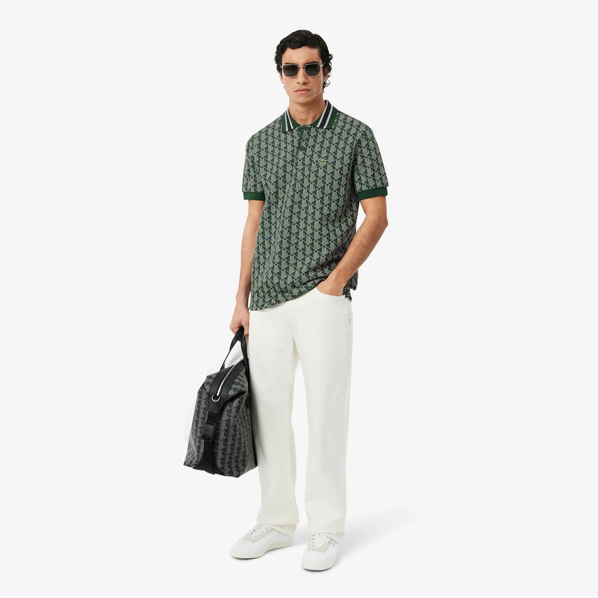 Polo dal taglio classico in jacquard con monogramma DH1417 D1R LACOSTE 
