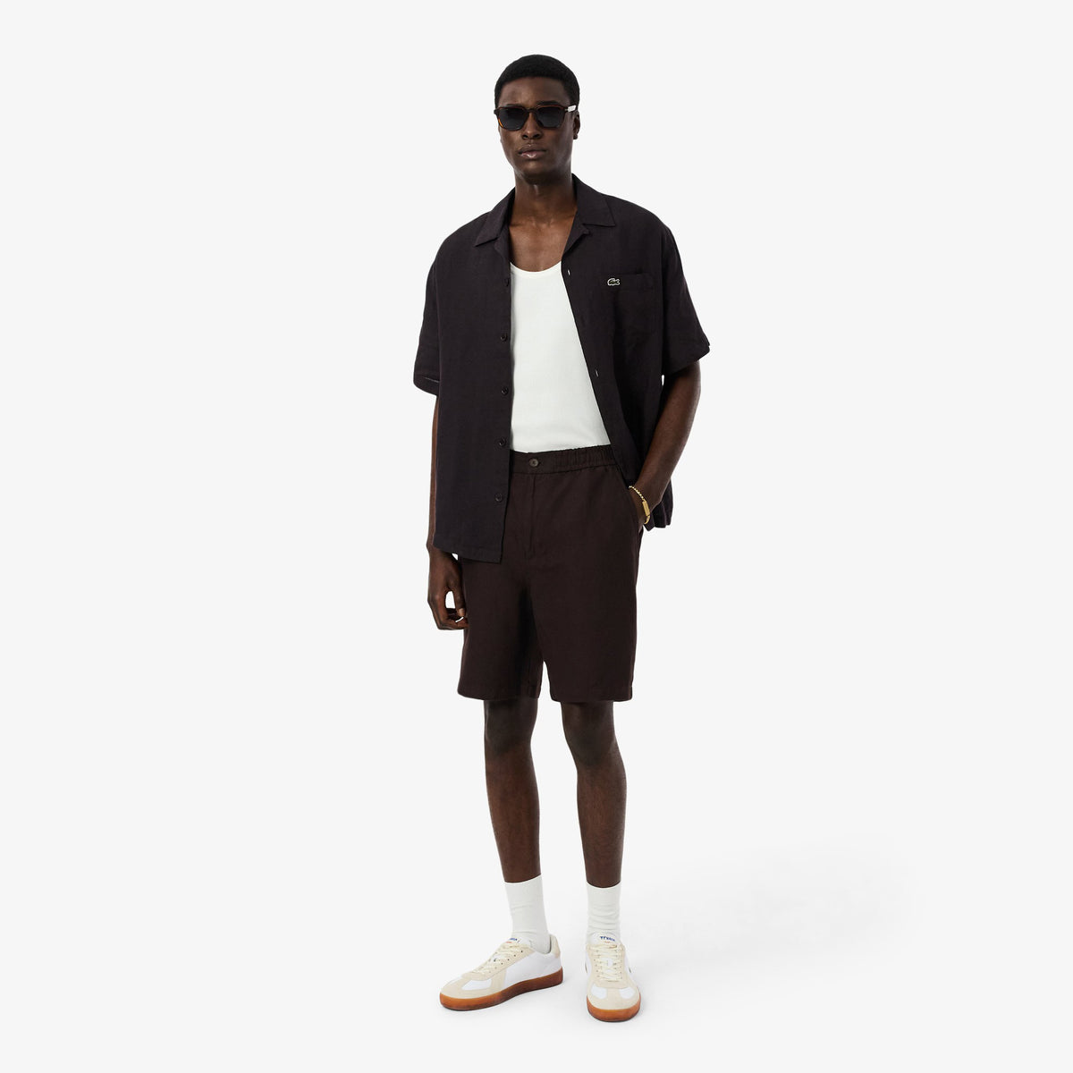 Shorts regular fit in twill di misto lino GH2628 3LA LACOSTE 