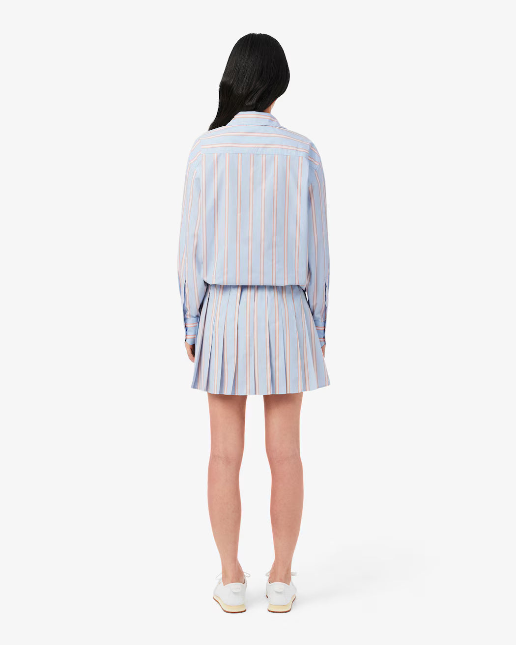 Gonna corta in popeline a pieghe rigate JF0250 48C LACOSTE 