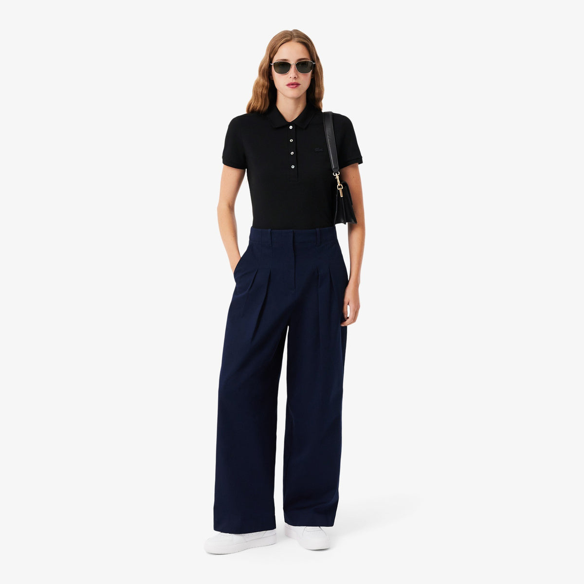 Polo da donna in piqué di cotone stretch Lacoste slim fit PF5462 001 LACOSTE 